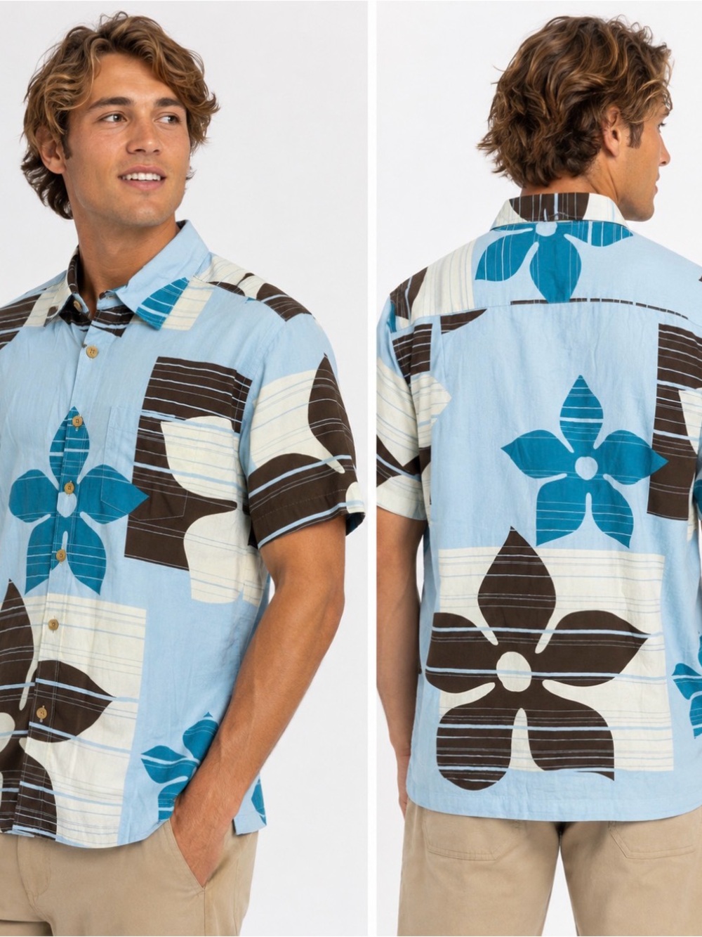Quiksilver Waterman Block Head Floral Shirt Men’s S NWT